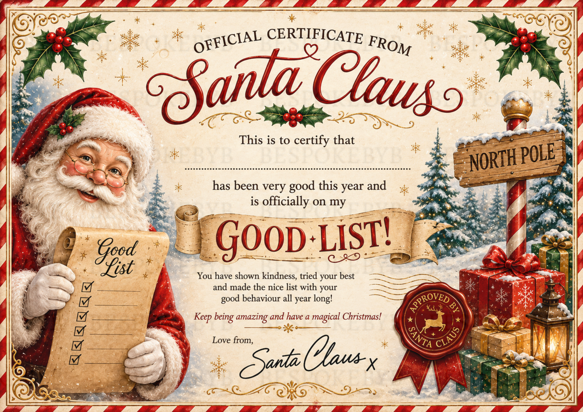 Festive Santa Good List Certificate