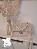 Faux leather pearl personalised handbag