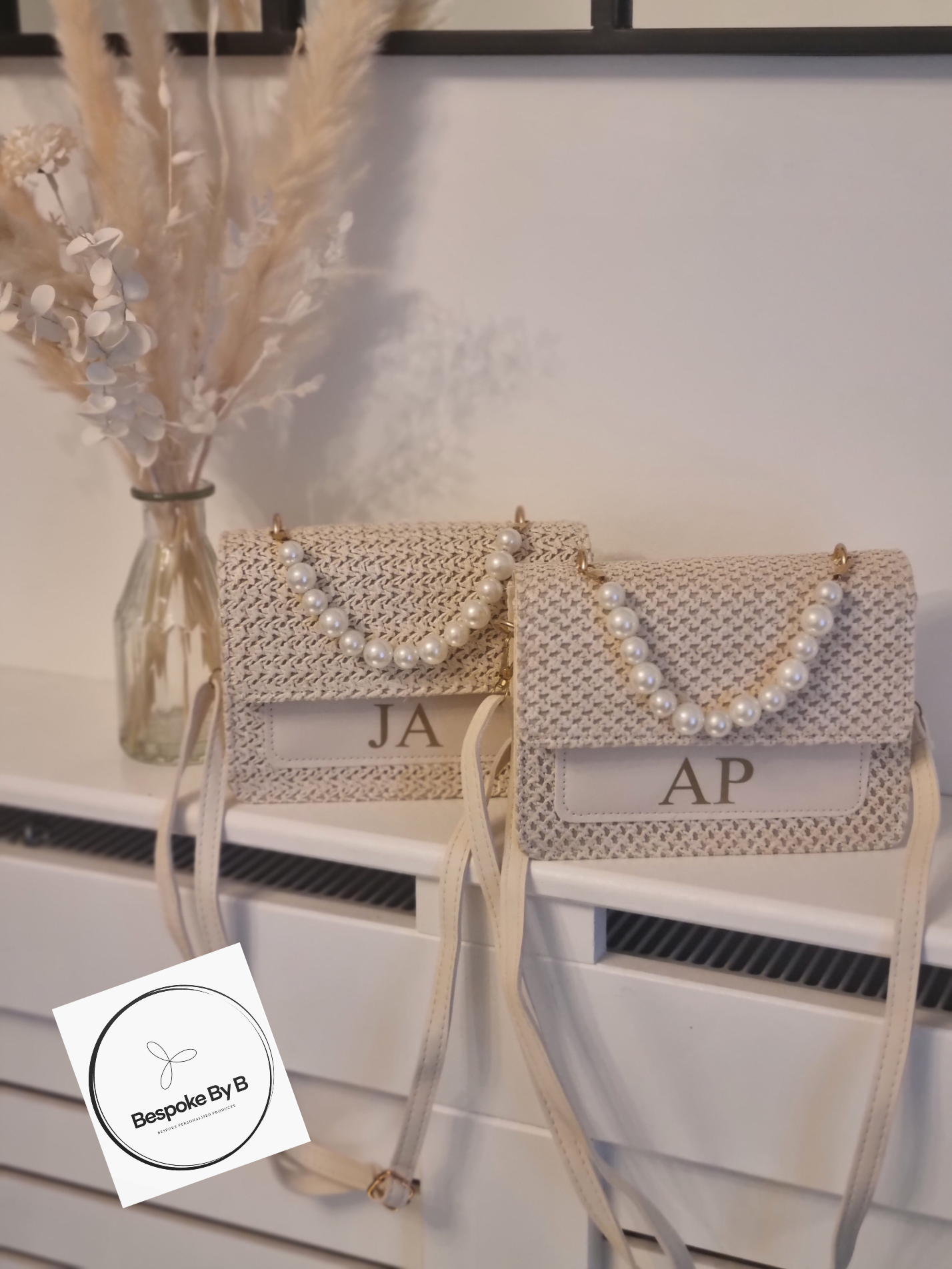 Faux leather pearl personalised handbag