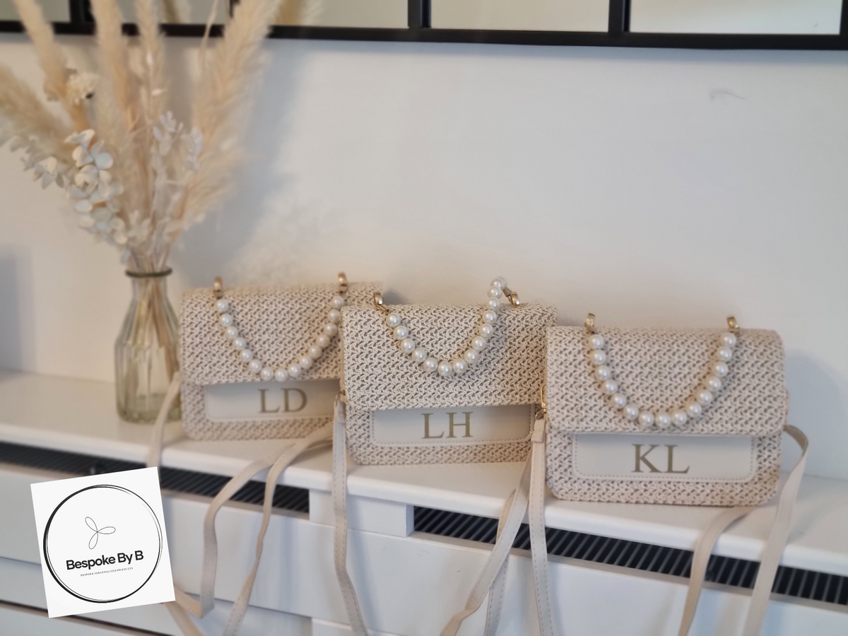 Faux leather pearl personalised handbag