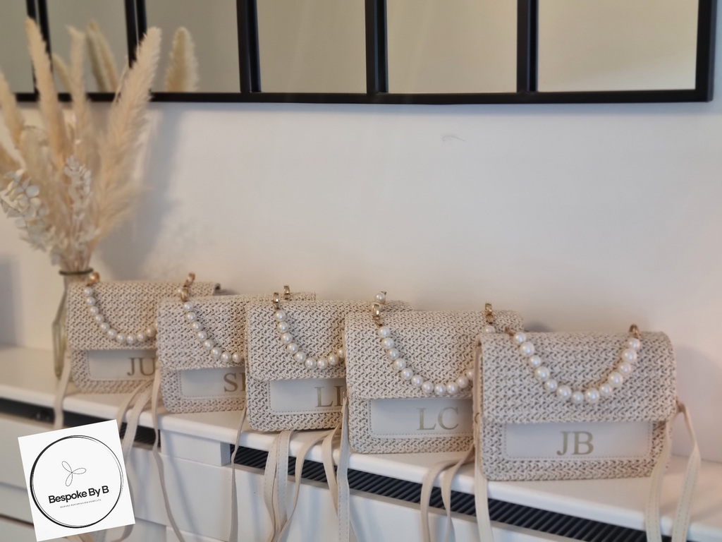 Faux leather pearl personalised handbag