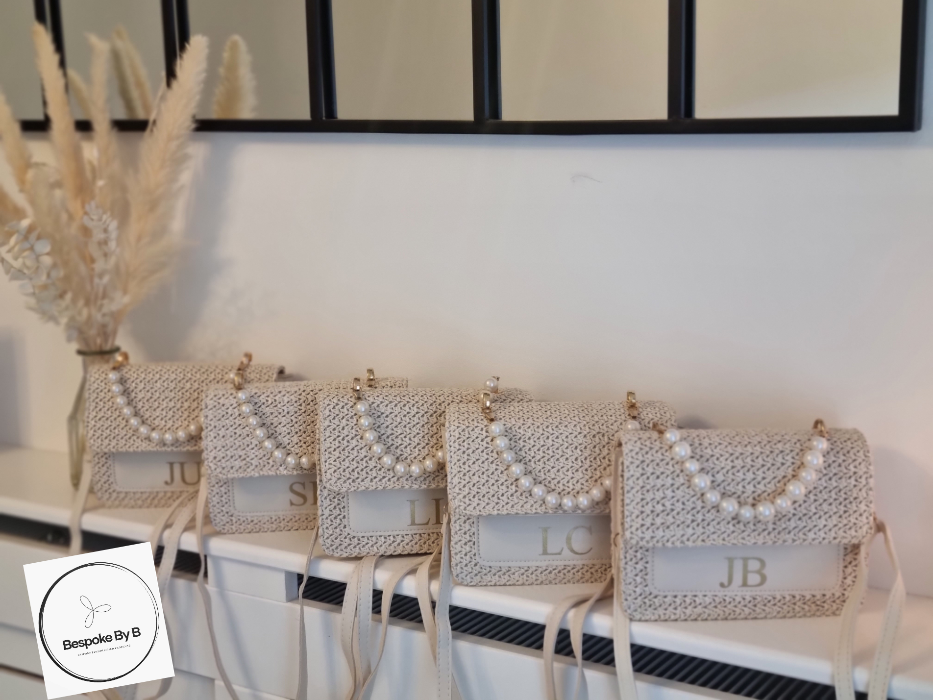 Faux leather pearl personalised handbag
