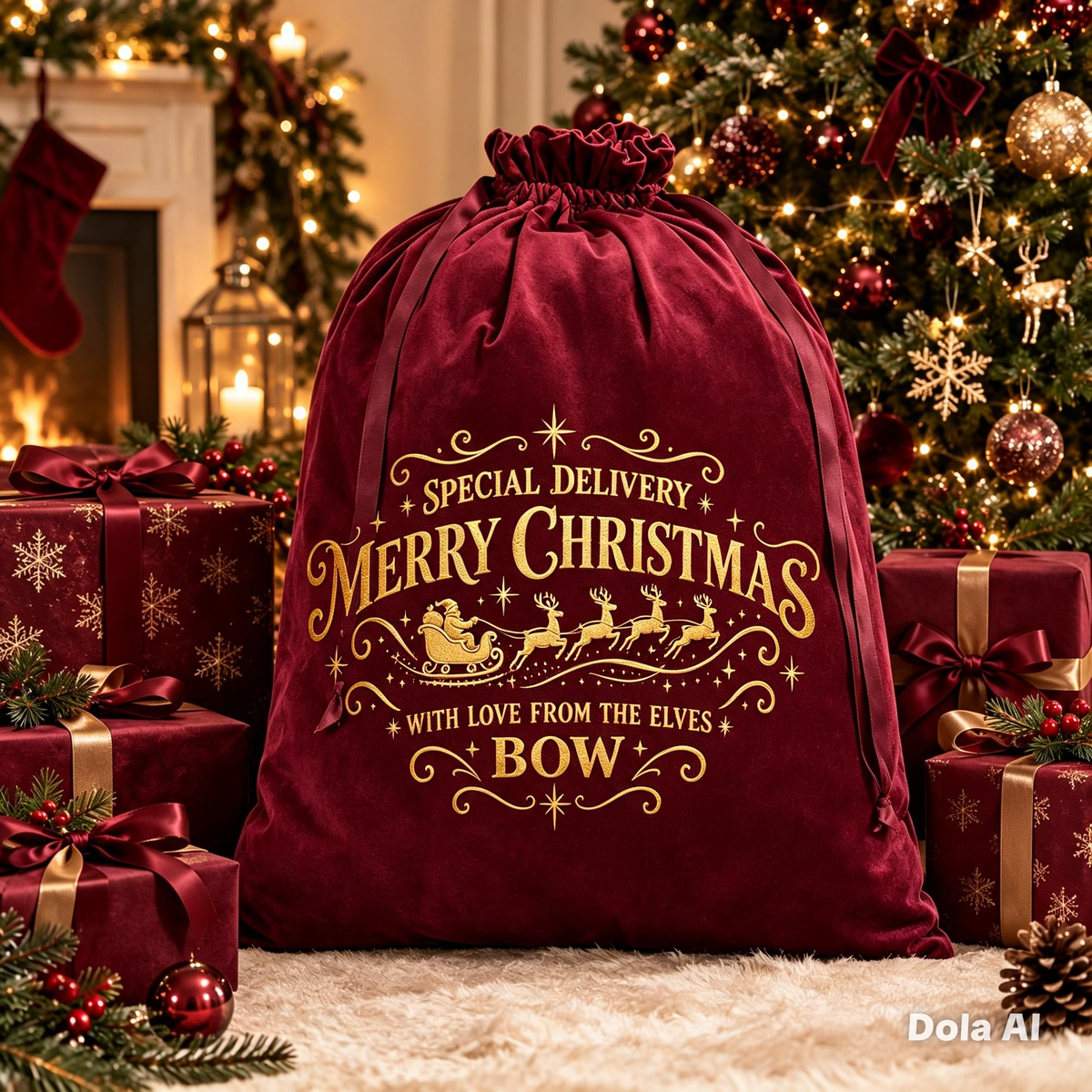 Special Delivery Red Velvet Santa Sack