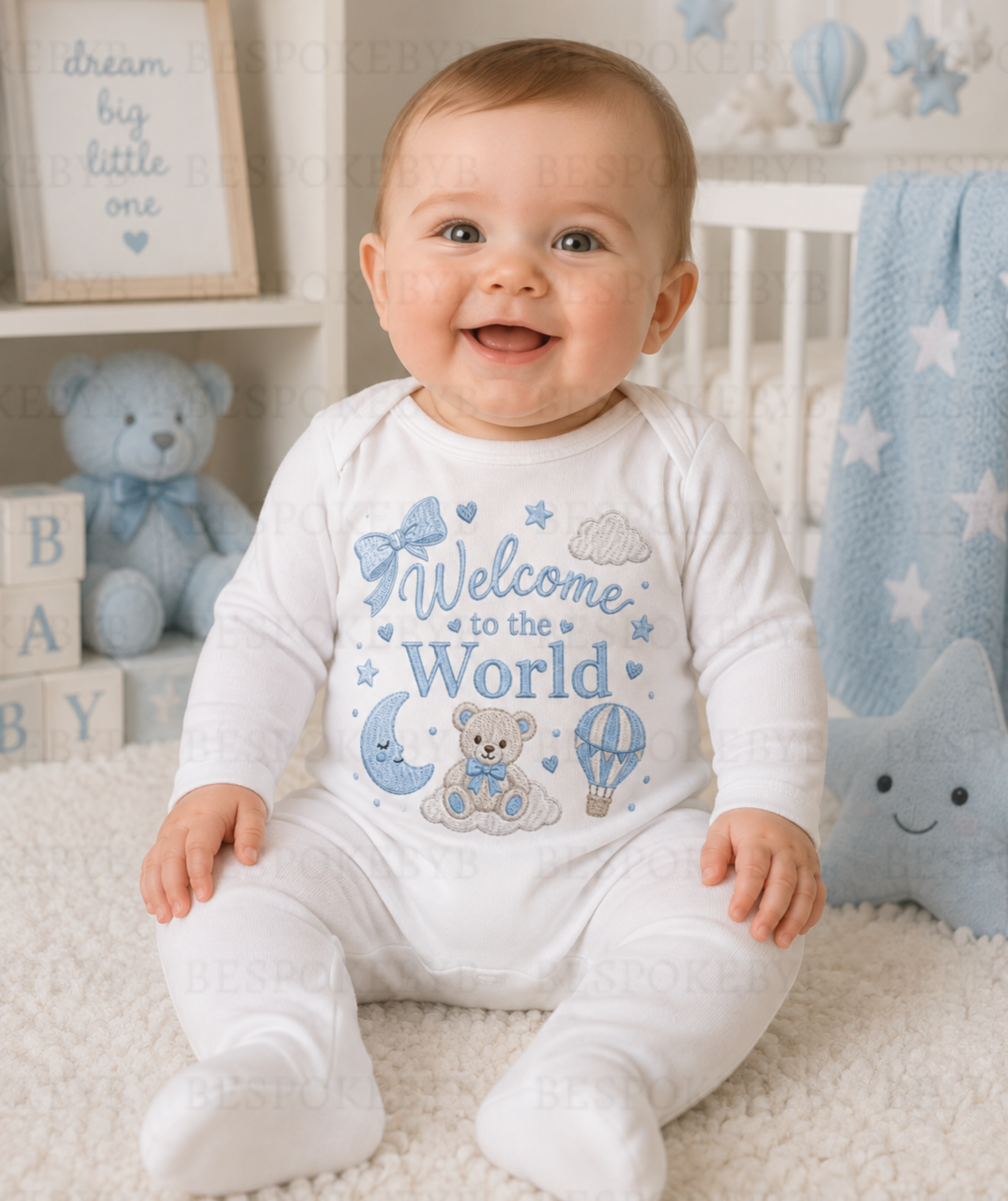 Welcome to the world babygrow - Blue