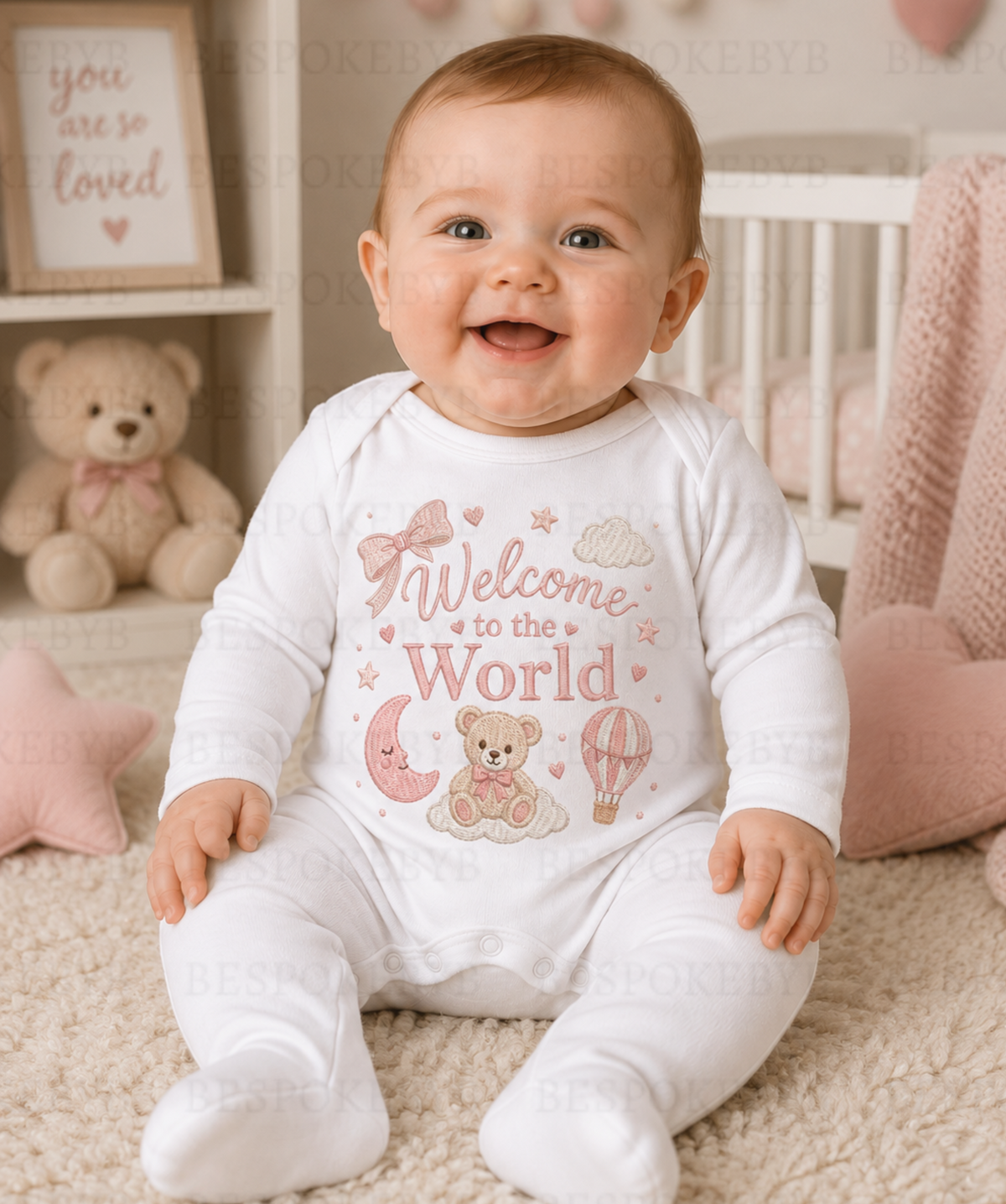 Welcome to the world baby grow - Pink